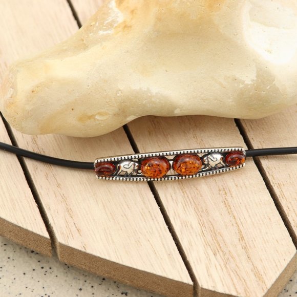 Sterling silver bracelet with natural Baltic amber - Picture 2 of 7